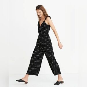Madewell Ruffle-Front Wrap Jumpsuit in Dot Size 12